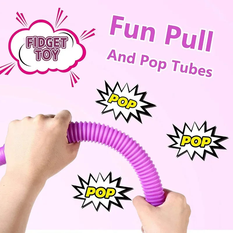 Pop Tubes Sensory Toys Fidget Pop Tube Stress Relief Decompression Finger Toy Telescopic Tube for Kids Teenager Gifts Pack Of 6 Pcs/Pack