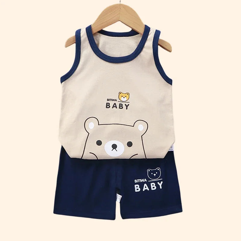 Kids Clothes Boys Girls Vest Suit Children's Clothing baby Cotton T-Shirts Shorts Tank Top Sleeveless