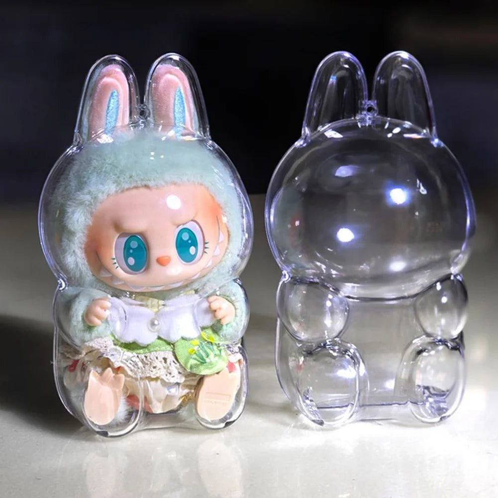 For LABUBU transparent protective case doll dust case protective cover baby clothes wear