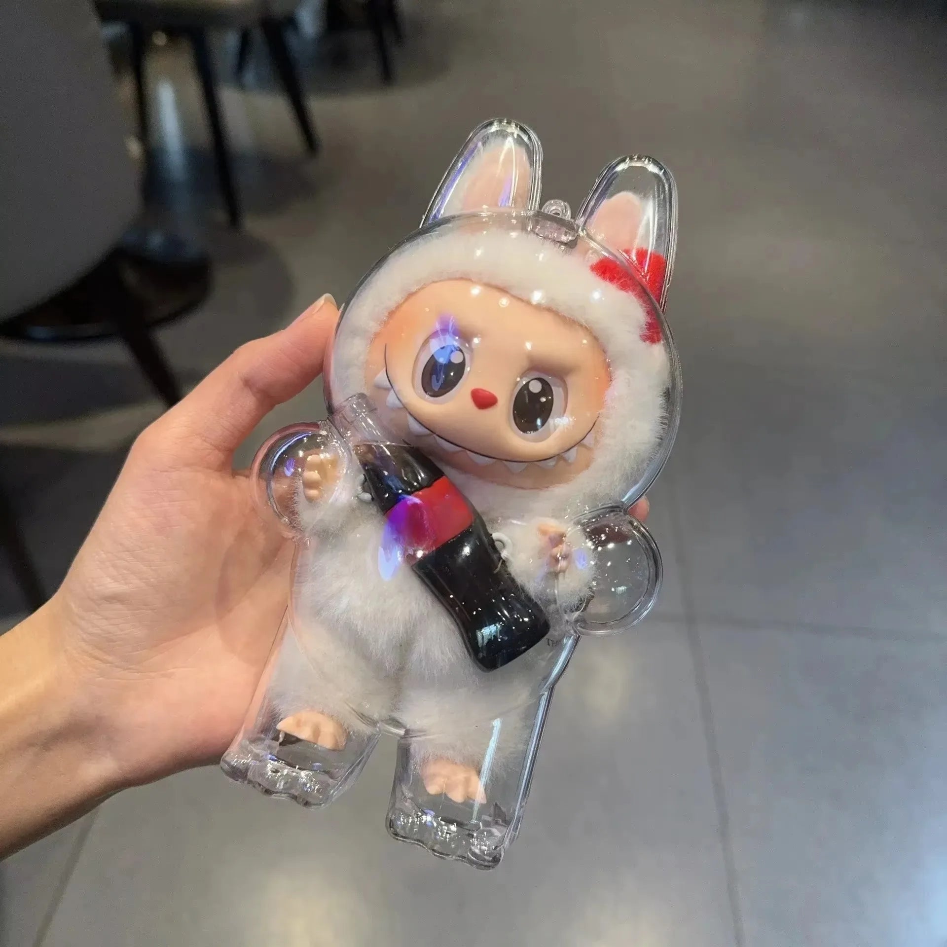 For LABUBU transparent protective case doll dust case protective cover baby clothes wear